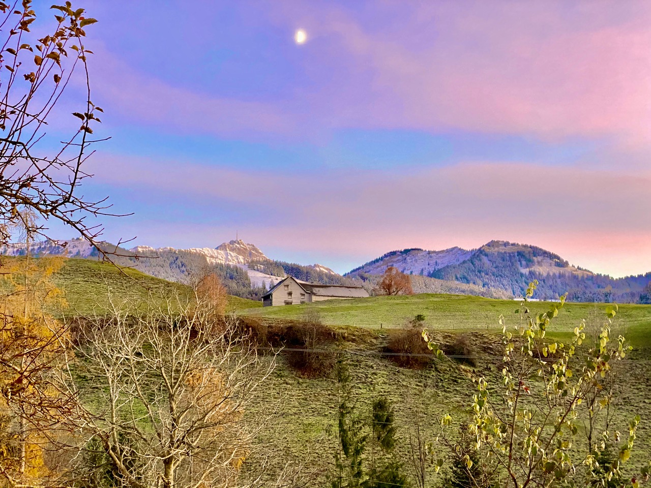 Säntis, Aussicht von der Übernachtung im Lärcheneggli Gästehaus