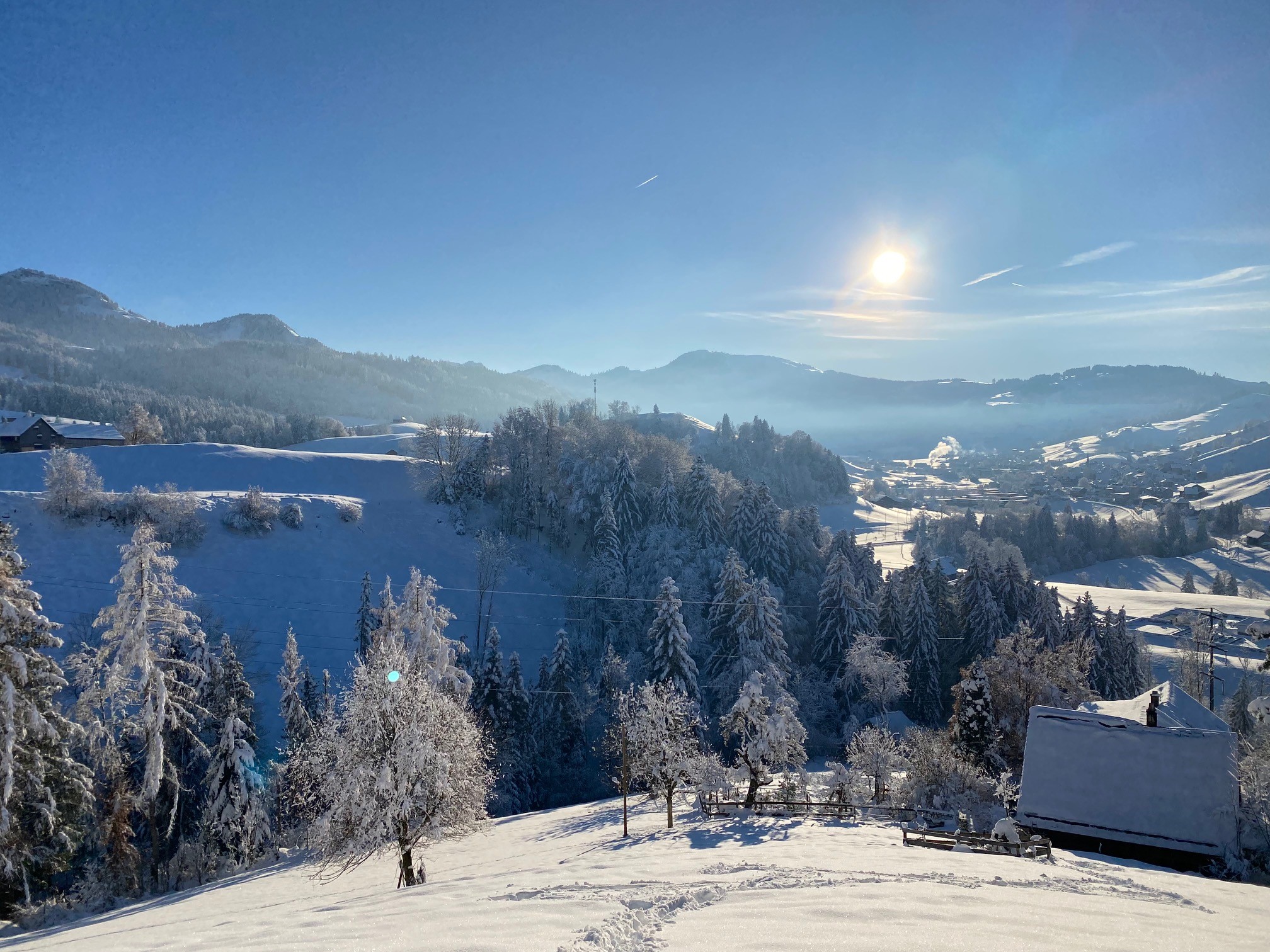 Appenzellerland, Winterwanderung vom Lärcheneggli